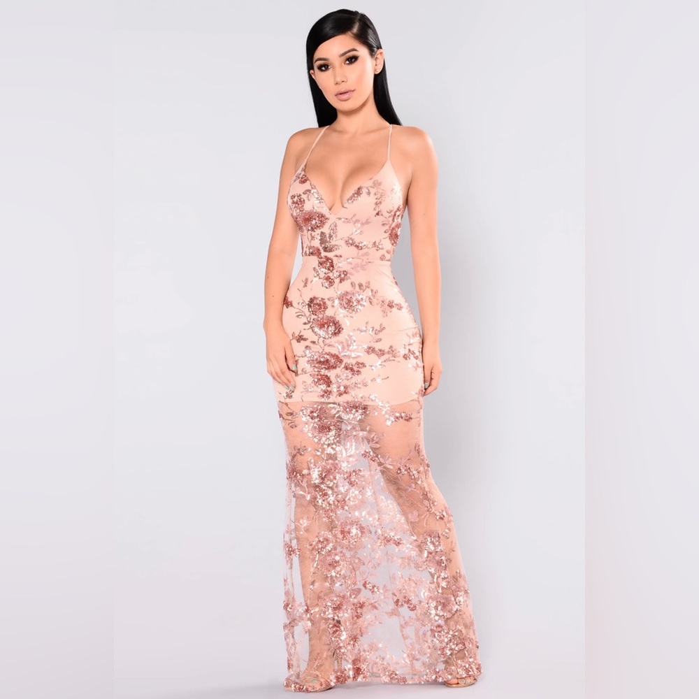 Rose gold sequin dress size L